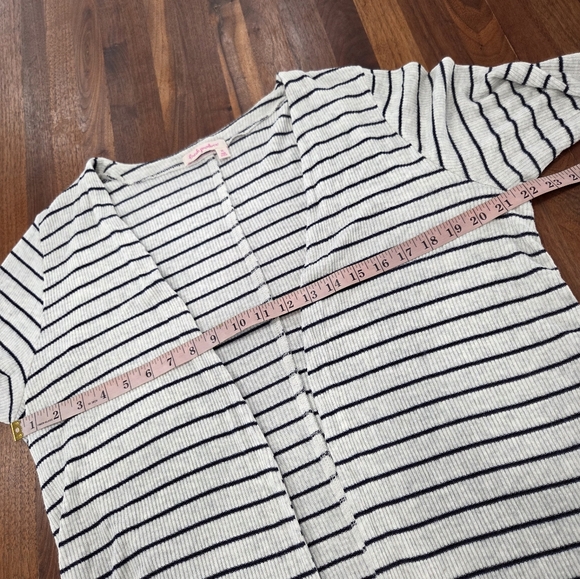 Fresh Produce Striped Sweater Cardigan - White and Black